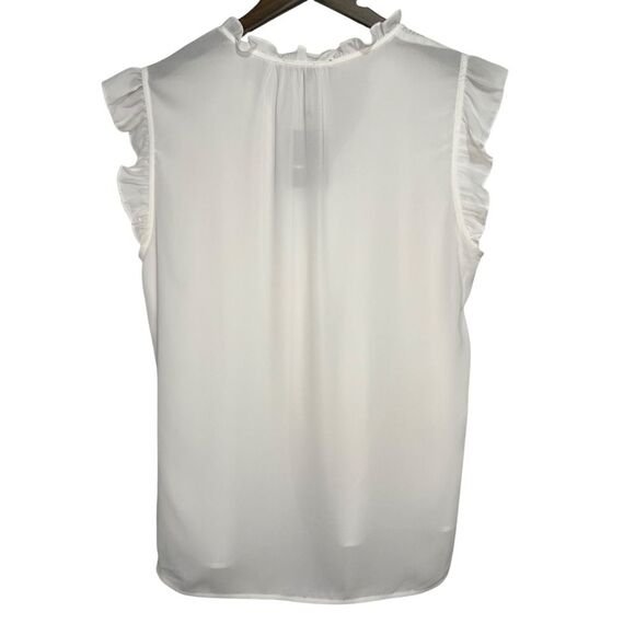 Daniel Rainn Smocked Ruffle Trim Blouse Top Womens Large White Short Sleeve - Picture 3 of 6